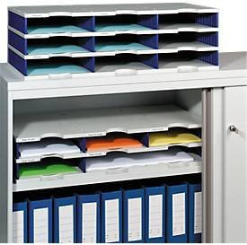 styro Sortierstation styrodoc Standard DIN C4, 3 Etagen mit 9 Fächern, grau/blau, B: 33,1 cm, T: 22,3 cm, H: 9,0 cm - Bild 2