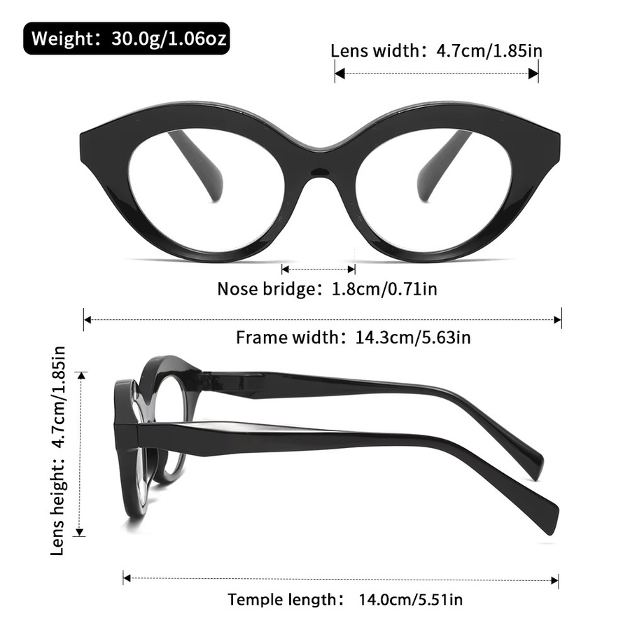 Oyalie Lesebrille Cat-Eye, Vollrand, transparent, Kunststoff - Bild 2