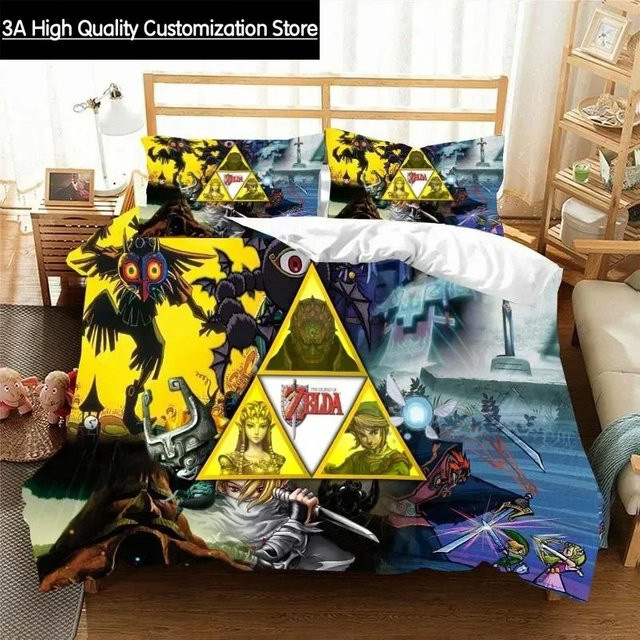 Bettwäsche-Set Lodestar mit Zelda-Muster aus Mikrofaser, bestehend aus Bettbezug und Kissenbezug, Mehrfarbig, B/H: 180 x 210 cm - Bild 1