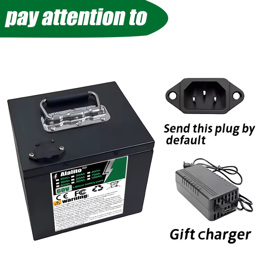 ALalito 18650 Lithium-Akkupack 60V 20Ah Schwarz für Motoren unter 3000W - Bild 3