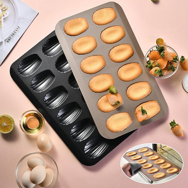 Aihogard Madeleine-Backform aus Edelstahl in Silber und Gold für Mini-Kuchen und Plätzchen - Bild 1