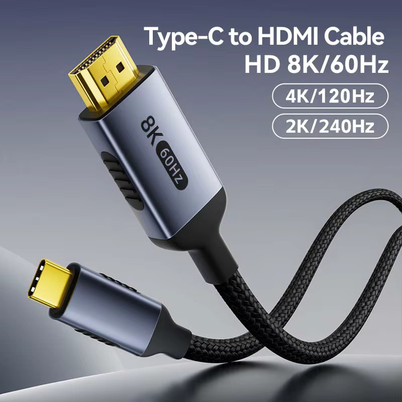 FDBOY USB C auf HDMI 2.1 Kabel für 8K@60Hz und 4K@120Hz, 48Gbps HDR, kompatibel mit Thunderbolt 4/3, iPhone 16/15 Pro Max und Galaxy - Bild 3