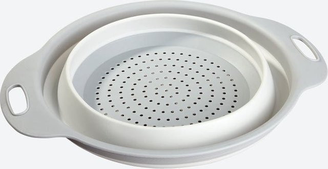 NKD Haushalts-Sieb faltbar aus Silikon und Kunststoff, rund, Grau/Weiß, B: 30 cm, T: 24,3 cm - Bild 1