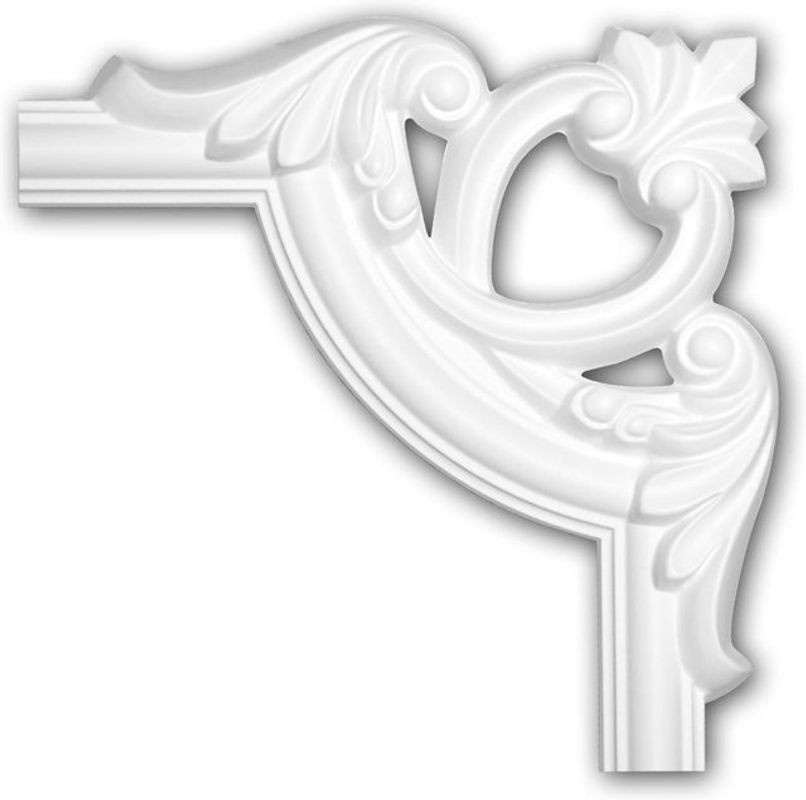 Profhome Decor Eckelement Zierelement 152285 in Weiß aus Kunststoff im klassischen Design - Bild 1