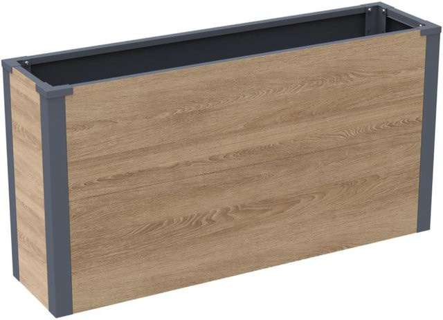 Westmann Pflanzkasten Talus L in Holzoptik aus Metall, Braun, B: 100 cm, T: 25 cm, H: 52 cm - Bild 1