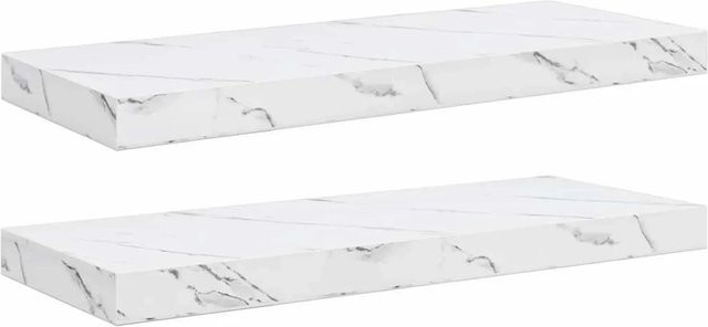 vidaXL Wandregal 2er-Set in Weiß Marmor aus Holzwerkstoff, B/T/H: 60 x 23,5 x 4 cm - Bild 1