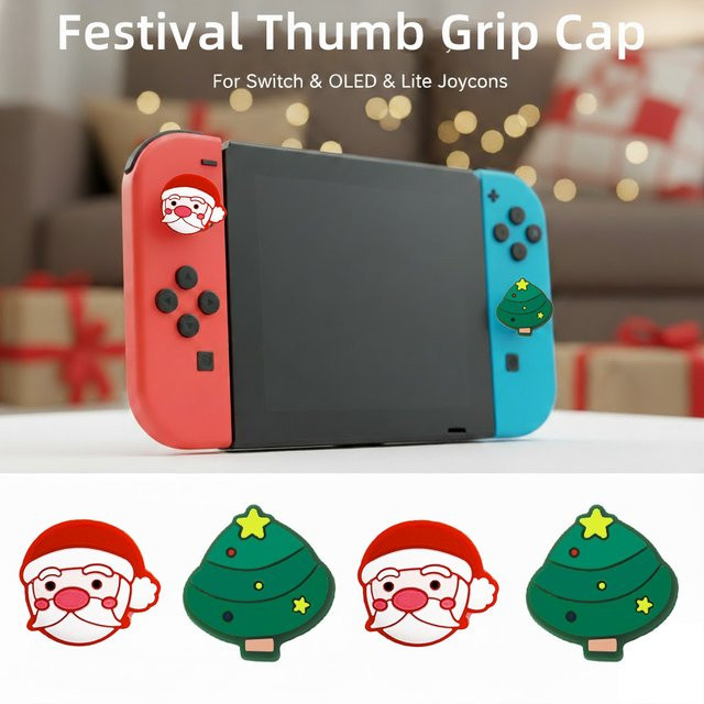VILCORN Silikon Daumengriffkappen für Nintendo Switch und OLED Switch Lite, 4 Stück, Multicolor - Bild 1