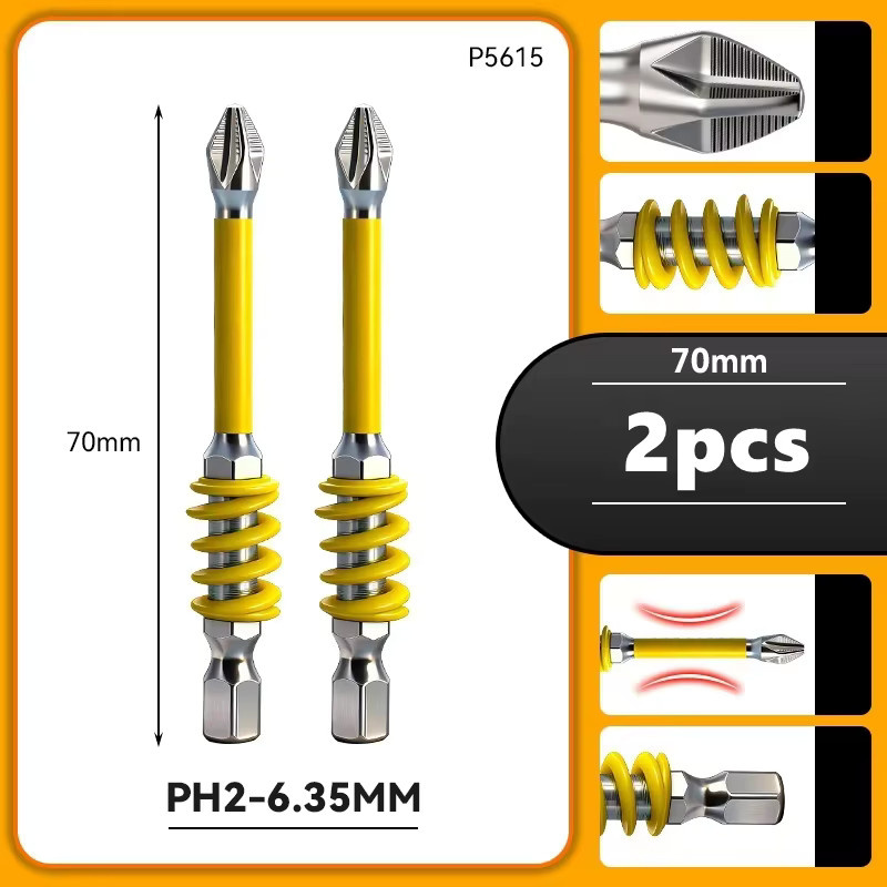 YUKU Magnetische PH2 Feder-Schraubendreher-Bits mit 1/4 Zoll Sechskant-Schaft für elektrisches Reparaturwerkzeug - Bild 2