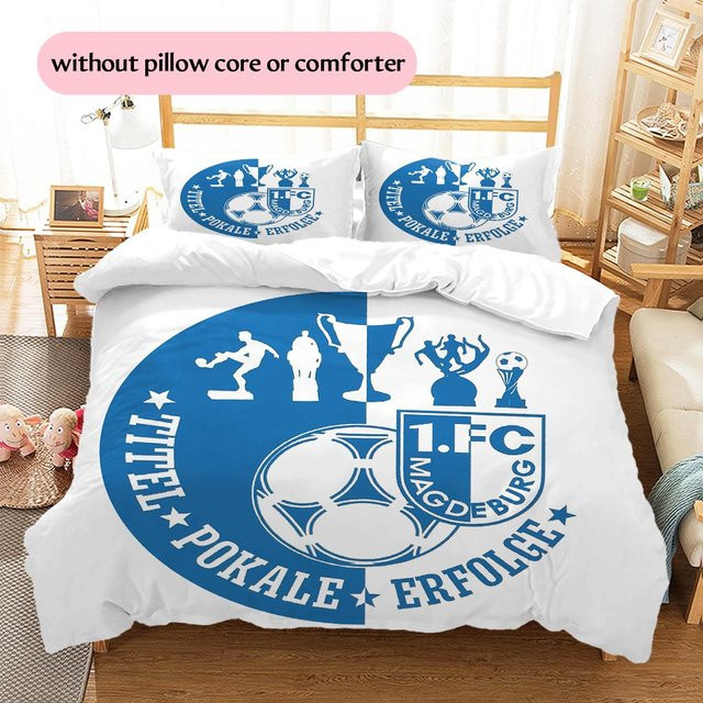 Bettwäsche Set 1. FC Magdeburg von HAPPYDAYSET in Weiß, bestehend aus 1 Bettbezug und 2 Kissenbezügen, B/H: 135 x 200 cm - Bild 1