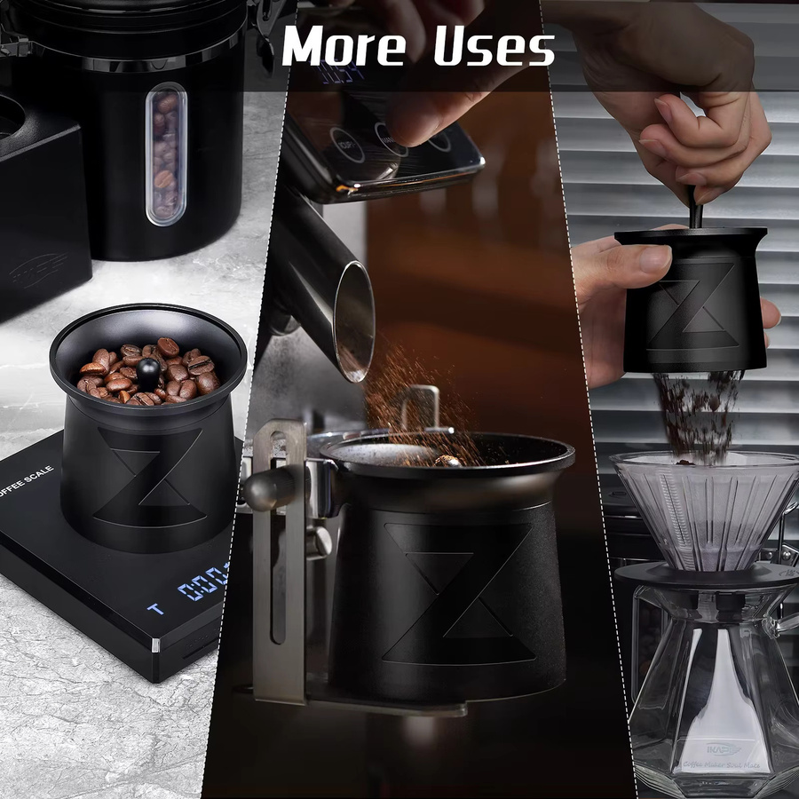 IKAPE Coffee Blind Shaker Espresso-Pulver-Empfänger aus Edelstahl in Schwarz für 51 mm, 54 mm und 58 mm Siebträger - Bild 2