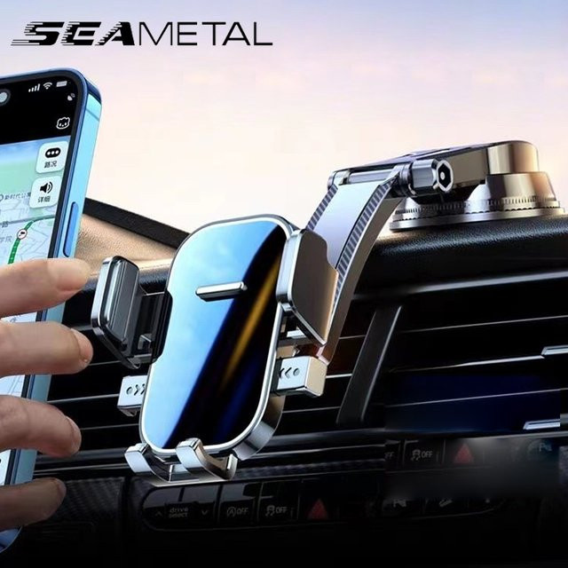 SEAMETAL Universeller Auto-Handyhalter für das Armaturenbrett in Silber mit Anti-Shake-Funktion und GPS-Ständer - Bild 1