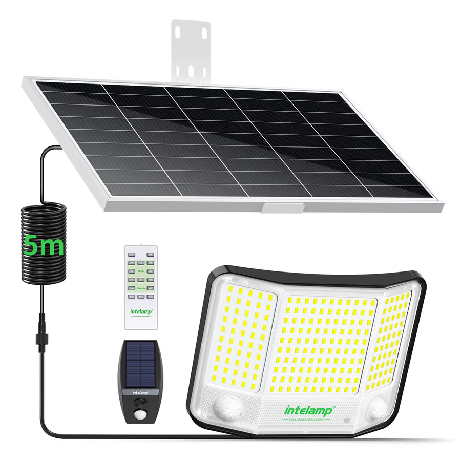 Intelamp Solar-Flutlichter mit 20000mAh Akku, zwei Bewegungssensoren und großem Solarpanel für Garten und Hof, Weiß - Bild 4