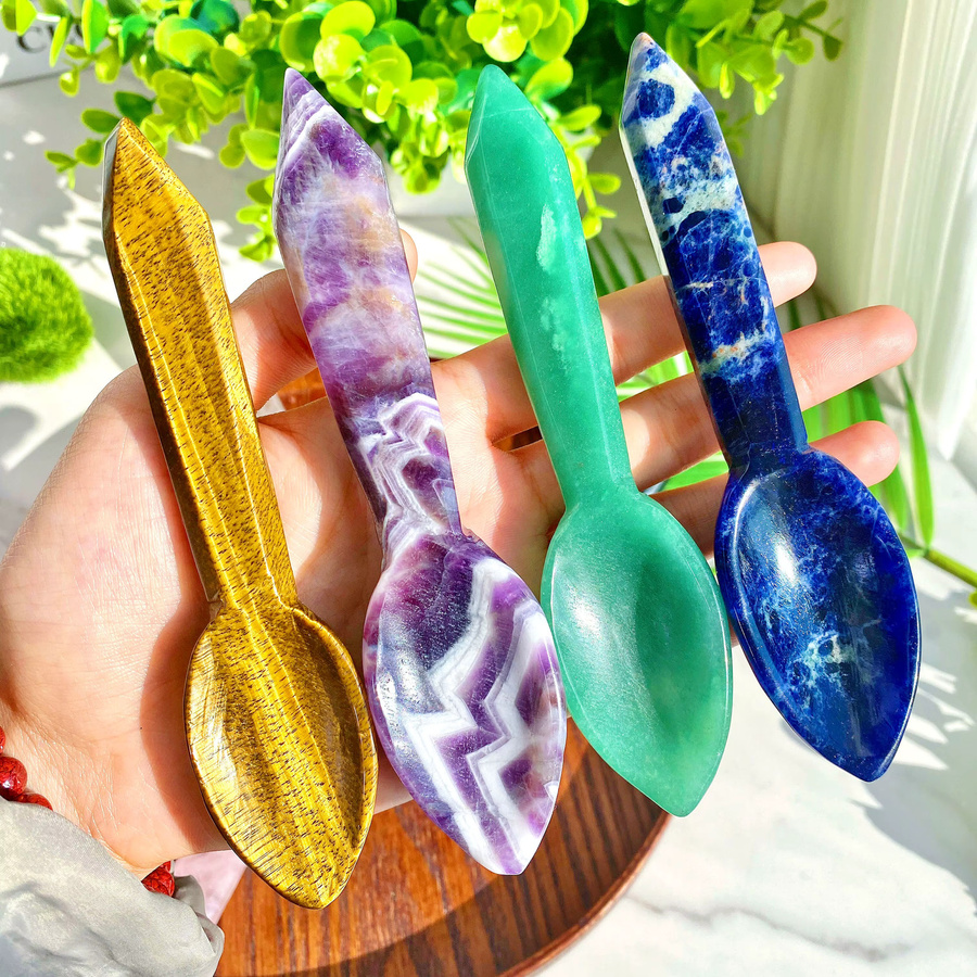 Löffel mit natürlicher Kristallgravur, Edelsteinschmuck - Bild 3