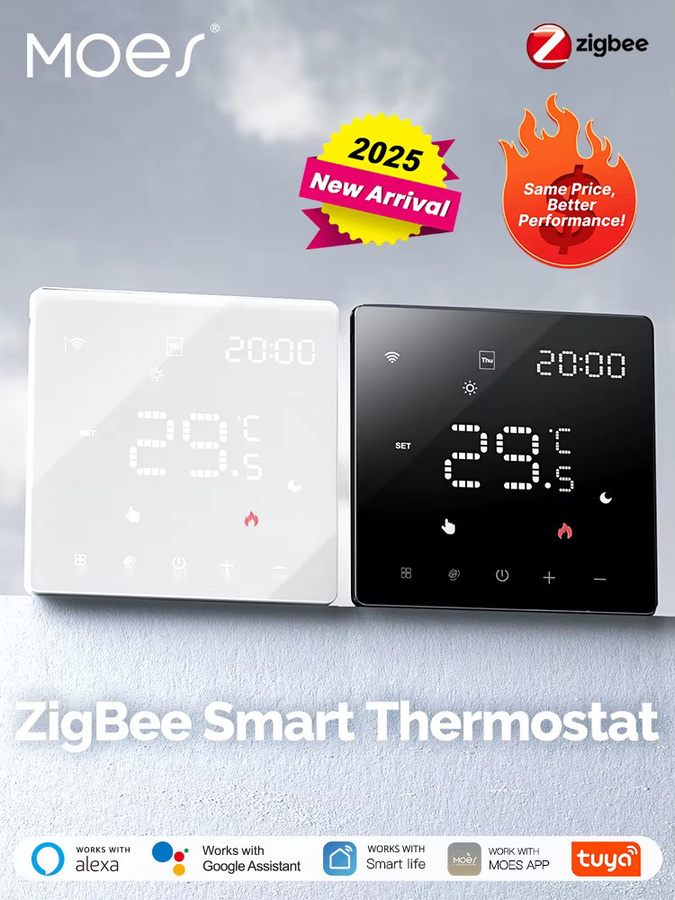 MOES Smart Thermostat Tuya WiFi/ZigBee Temperaturregler für Wasser-, Gas- und Elektroheizungen mit Glasoberfläche, kompatibel mit Alexa und Google Home - Bild 6