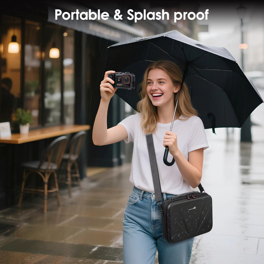 Insta360 Tragetasche und PU-Umhängetasche in Schwarz für Insta360 Ace Pro und Ace Pro 2 Kamera-Zubehör zur Reise-Aufbewahrung - Bild 5