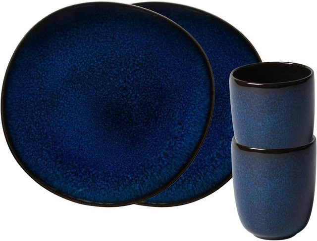 Villeroy & Boch like. Frühstücks-Set Lave aus Stoneware in Blau, 4er Set - Bild 1