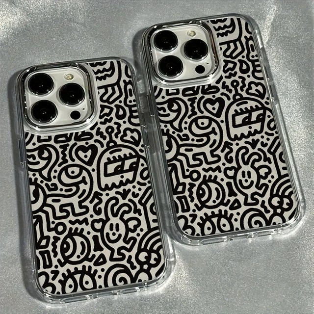 Transparente Handyhülle mit Linienmuster für iPhone 17 16 15 14 13 12 11 Pro Max Plus, stoßdämpfend und rutschfest - Bild 1