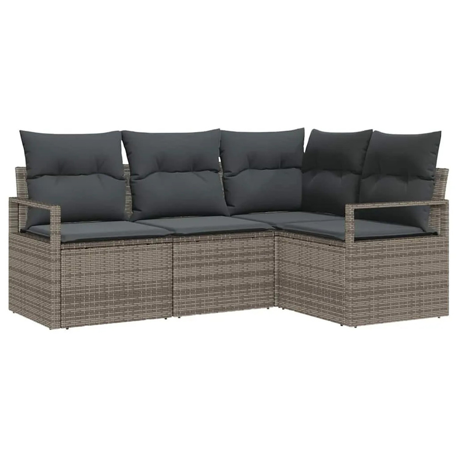 vidaXL L-Shape Sofa Set aus Poly-Rattan in Grau mit Kissen und integriertem Stauraum - Bild 2