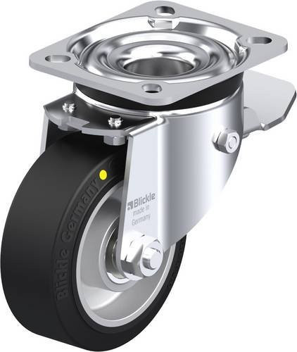 Blickle Lenkrolle LK-ALEV 100K-1-ST-EL mit Feststeller in Schwarz und Silber, Rad-Durchmesser: 100 mm, Tragfähigkeit: 200 kg - Bild 1