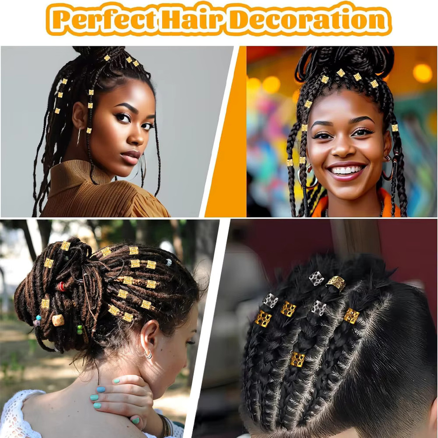 Plussign Dreadlock-Haarringe, Aluminium, Unisex, 50 oder 100 Stück - Bild 3