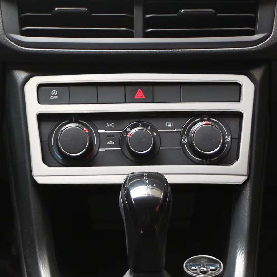 Zubehör für VW Volkswagen T-Cross: Center Konsole Panel Aufkleber und AC Knopf Rahmen Abdeckung in Silber - Bild 5