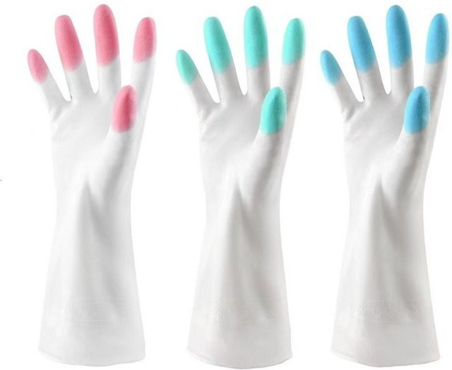 QHSPE Nitrilhandschuhe wasserdicht in Grün für Haushalt und Stallarbeit - Bild 1