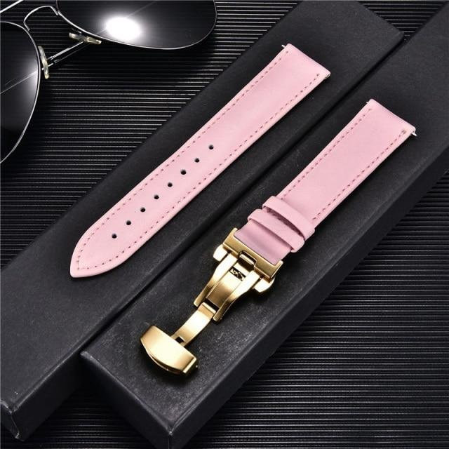 Uhrenarmband Leder, Butterfly-Verschluss, Schwarz, Herren - Bild 1