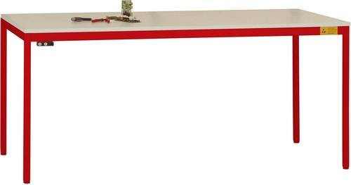 Manuflex UNIDESK ESD-Arbeitstisch LD1918.3003 mit Melaminplatte und höhenverstellbarem Gestell in Rubinrot RAL 3003, B/T/H: 160 x 80 x 72-73 cm - Bild 1