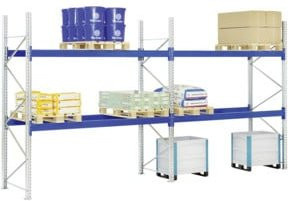Bito Paletten-Komplettregal-Set P4 mit 5 Ebenen in Enzianblau, H: 600 cm, T: 110 cm, L: 2270 cm - Bild 1