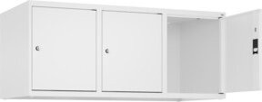 C+P Aufsatzschrank 9016/9016 in Weiß mit 3 Abteilen und Zylinderschloss, B/H/T: 50 x 120 x 50 cm - Bild 1