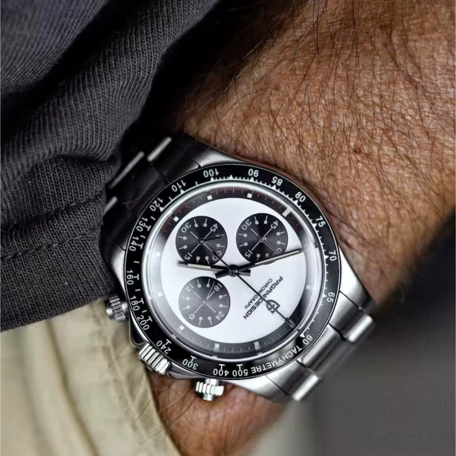 PAGANI DESIGN Chronograph, Quarz, Edelstahl, Saphirglas, Herren, Schwarz, Weiß - Bild 4
