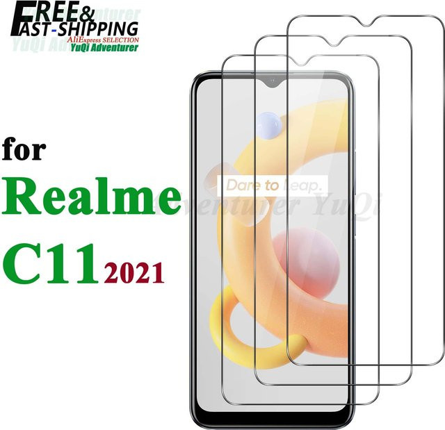 Displayschutzfolie aus gehärtetem Glas für OPPO Realme C11 2021, transparent, 9H HD Schutzglas - Bild 1