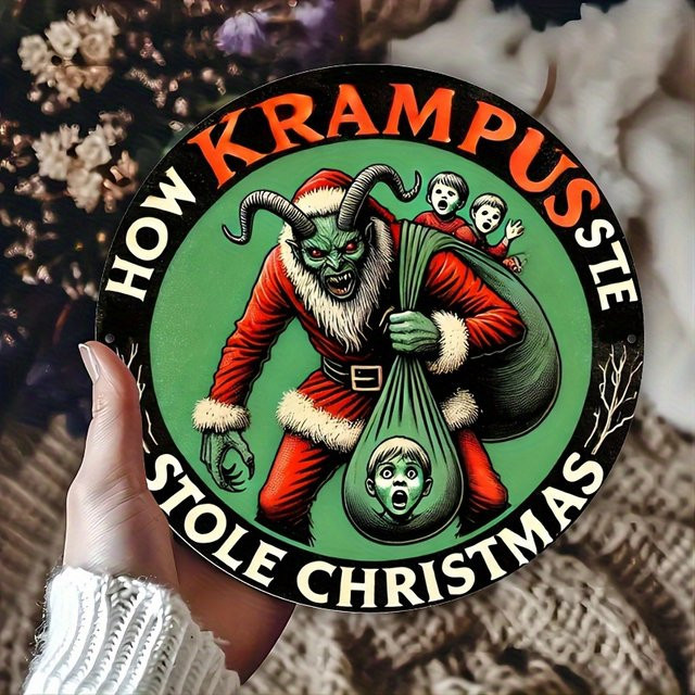 Potdemiel Krampus Aluminium-Wandkunstschild rund, Mehrfarbig, Durchmesser: 20,3 cm - Bild 1