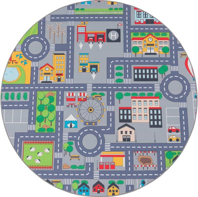 Kinderteppich Bini grau rund Durchmesser: 200 cm - Bild 1