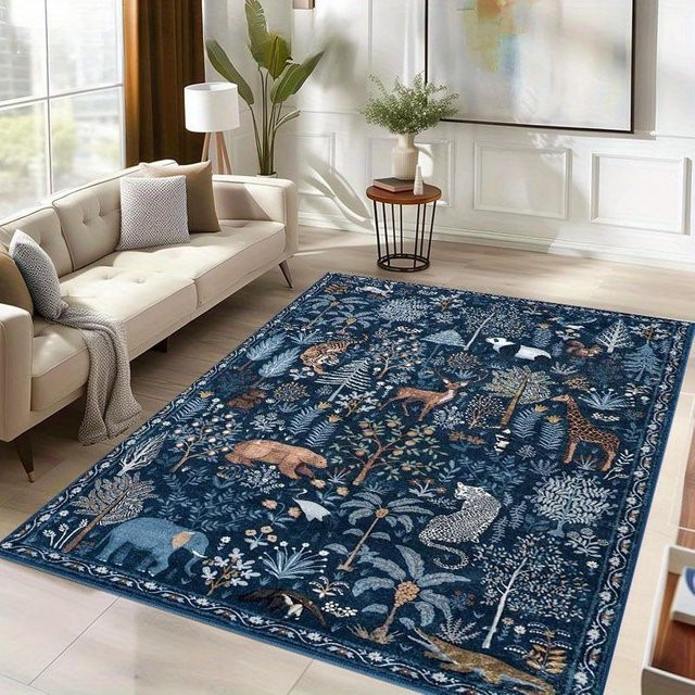 Lodestar Bereichsmatte Verzauberter Wald in Blau, Rutschfest und Maschinenwaschbar, B/H: 80 x 50 cm - Bild 1