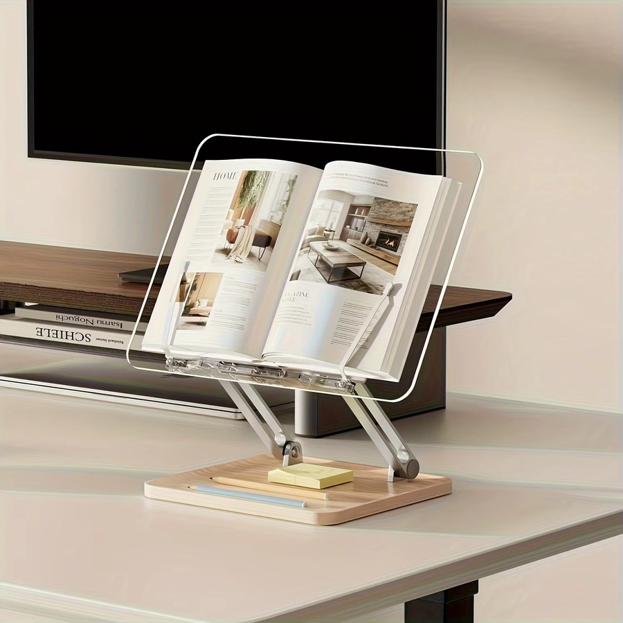 Verstellbarer Leseständer aus Acryl in Transparent und Gelb – Mehrwinkel-Desktop-Halter für Bücher, Tablets, Laptops und Schreibtafeln - Bild 4