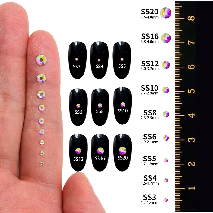 QIIY Kristall-Strasssteine Mix-Größe Silber, 3000 Stück, für Nagelkunst - Bild 3