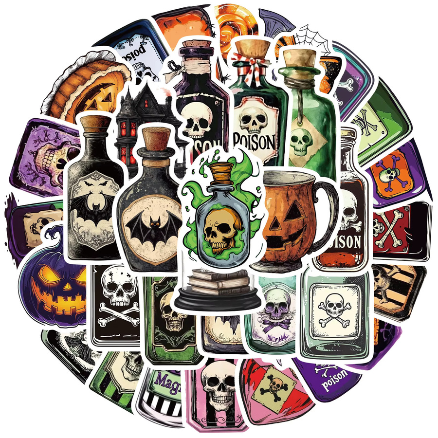 52 Stück Halloween Zaubertrank Cartoon Graffiti Aufkleber wasserfest in Multicolour von MRJIAANGSON für Laptop, Telefon und Koffer - Bild 2