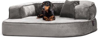 Tierlando SHARLEEN VISCO PLUS Orthopädisches Hundesofa aus Teddystoff in Grau mit abnehmbarem Bezug und rutschfester Unterseite, B/T/H: 120 x 90 x 40 cm - Bild 1