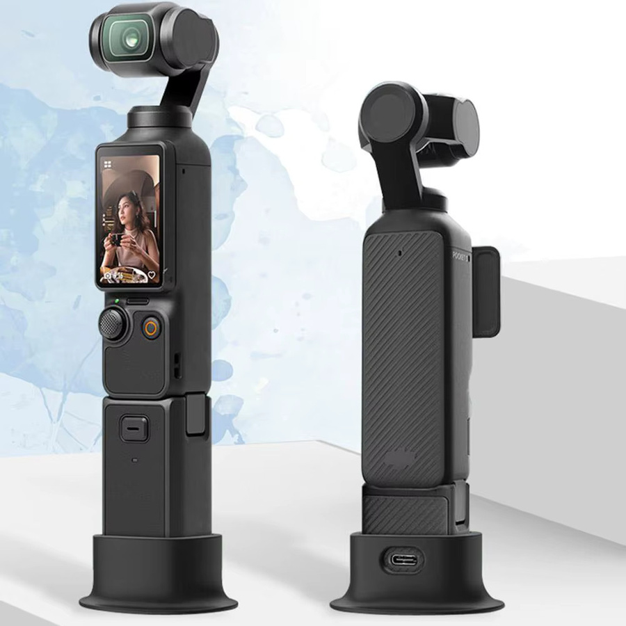 DJI Silikon-Standfuß für Osmo Pocket 4 in Schwarz, rutschfeste Kamera-Erweiterungshalterung mit Ladeanschluss - Bild 2