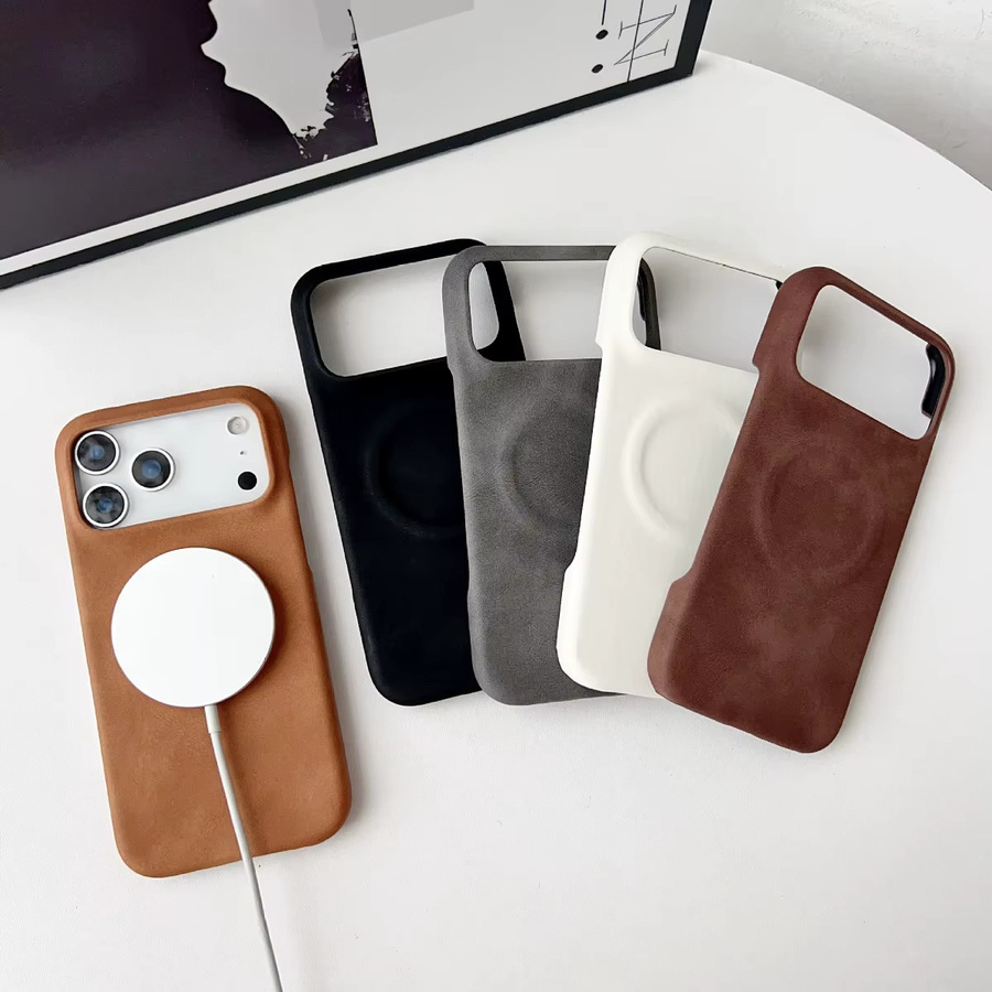 LICOERS Magnetische Lederhülle für iPhone 17 Pro Max und iPhone 17 Pro, stoßfeste mattierte Schutzhülle mit Luftabdeckung in Schwarz - Bild 2