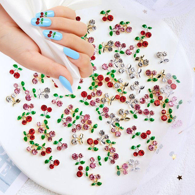 MAFANAILS Nagel Charms, 3D Kirsche Design, Rot, Kristall Strass, 20 Stück - Bild 1