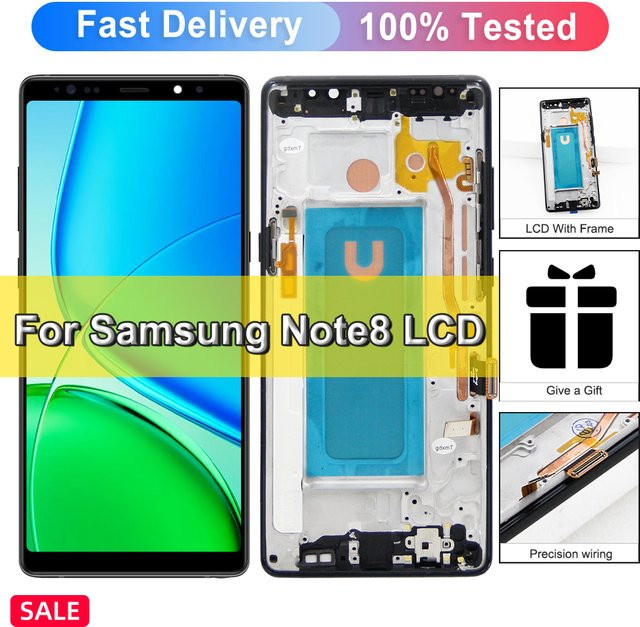 Samsung Galaxy Note 8 N950 LCD Display mit Touchscreen Digitizer Montage und Rahmen in Schwarz oder Blau, 6,3 Zoll TFT Display - Bild 1