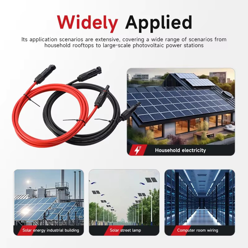 GEYA Solar-PV-Kabel Set mit Steckern, 6 mm2, 2000 VDC, 1 Paar in Rot und Schwarz - Bild 4