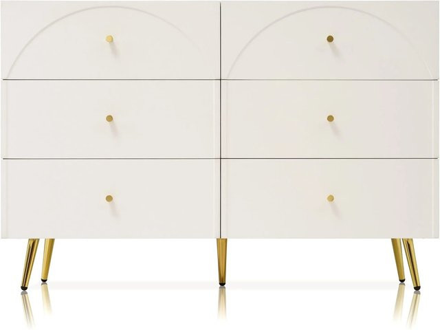 Merax Schubladenkommode in Weiß mit 6 Schubladen, modern und matt, B/T/H: 120 x 40 x 85 cm - Bild 1
