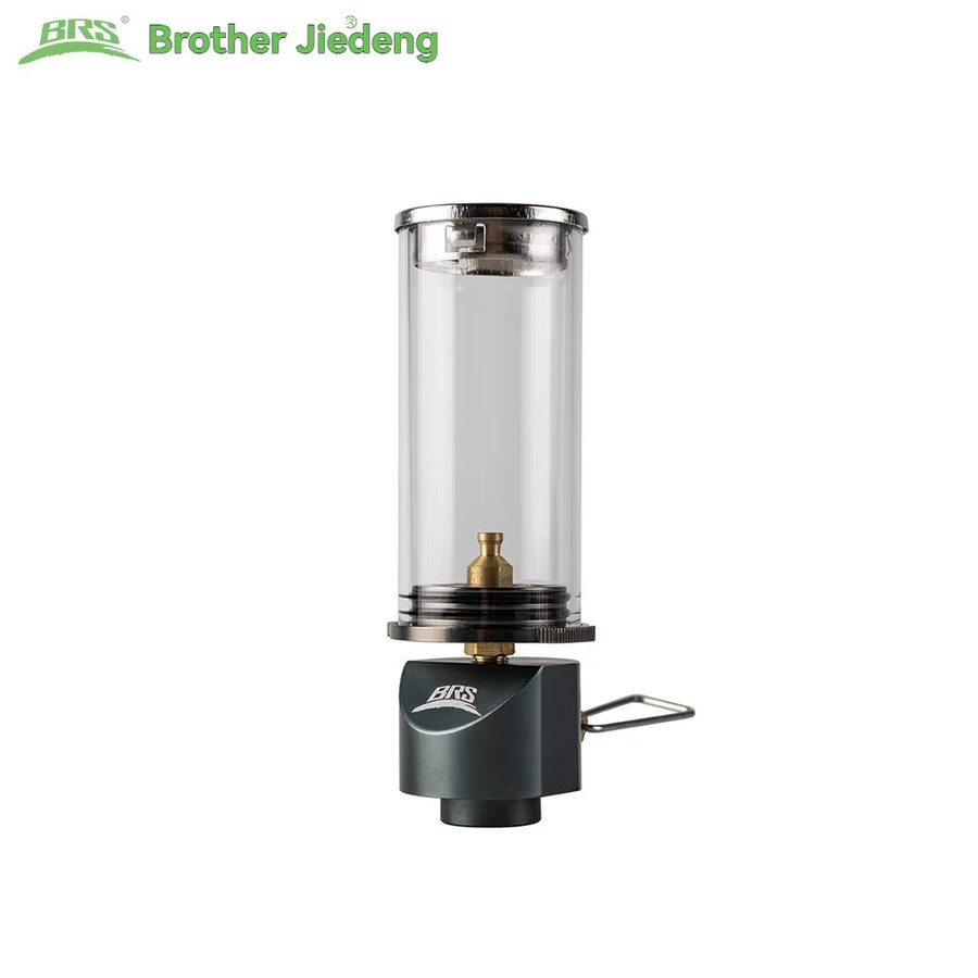 BRS-55 Mini-Gas-Campingbeleuchtung in Silber mit transparentem Glasgehäuse - Bild 2