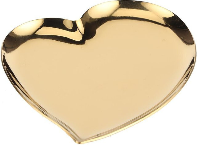 CosyHome Servierplatte im skandinavischen Stil mit herzförmigen Ringen in Beige und Gold - Bild 1