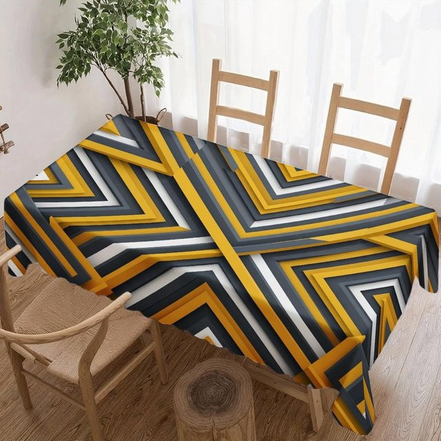 Wasserdichte rechteckige Tischdecke mit geometrischem Muster von JMG Household Supplies in Gelb, B/L: 140 x 180 cm - Bild 1