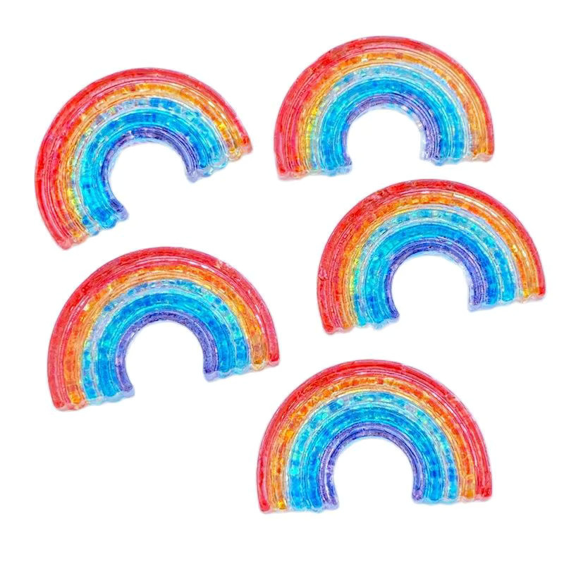 8 Stück Regenbogen-Cabochons aus Harz mit Glitzer und flacher Rückseite in Multicolour für dein DIY-Projekt und Scrapbooking von TSXJY - Bild 2