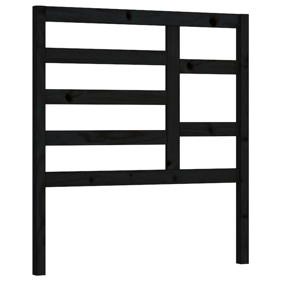 vidaXL Bett-Kopfteil aus Kiefer-Massivholz in Schwarz mit rustikaler Optik, B/T/H: 96 x 4 x 104 cm - Bild 2